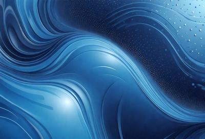 The primary subject of the image is a blue wave, which is the main object, scene, or focus of the image. The setting/background features a blue ocean, and the visual style is digital art. The dominant colors and overall atmosphere are blue and calming, creating a serene and peaceful scene.