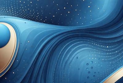 The primary subject of the image is a blue, swirling, and curling pattern. The setting is a blue background, and the visual style appears to be a digital art or illustration. The dominant colors are blue and white, creating a calm and soothing atmosphere.