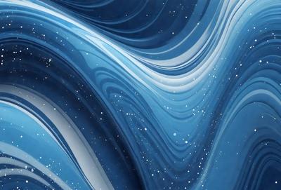 The primary subject of the image is a blue and white swirl pattern, which appears to be a digital art or illustration. The setting is a blue background, and the visual style is a combination of digital art and illustration. The dominant colors are blue and white, creating a calming and soothing atmosphere.