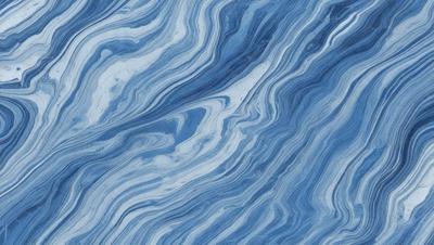 The primary subject of the image is a blue and white marbled surface, which appears to be a piece of marble or a marbled wall. The setting is a room with a blue and white marbled wall, and the visual style is a close-up of the marbled surface. The colors and mood of the image are predominantly blue and white, creating a calm and serene atmosphere.