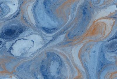 The primary subject of the image is a blue and white swirling pattern, which appears to be a painting or a digital artwork. The setting is a blue and white marbled surface, which serves as the background. The visual style is a combination of painting and digital art, creating a unique and intricate design. The dominant colors are blue and white, giving the image a calming and serene atmosphere.