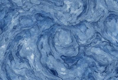 The primary subject of the image is a blue and white swirling pattern, which appears to be a blue marble or a blue and white patterned surface. The setting is a blue background, which complements the blue and white swirls. The visual style is a close-up of the swirling pattern, showcasing its intricate details. The colors and mood of the image are predominantly blue and white, creating a sense of calmness and elegance.