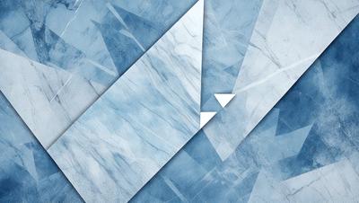 The primary subject of the image is a blue marble wall with a pattern of triangles. The setting is a room with a blue marble wall, and the visual style is a digital art or illustration. The dominant colors are blue and white, creating a calm and serene atmosphere.