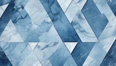The primary subject of the image is a blue marble tile pattern. The setting is a blue and white marble tile wall, which serves as the background. The visual style is a combination of a photo and digital art, creating a unique and intricate design. The dominant colors are blue and white, giving the image a clean and elegant appearance.