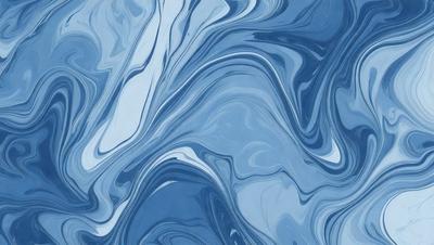 The primary subject of the image is a blue and white painting of a water surface. The setting is a blue background, and the visual style appears to be a digital art or illustration. The dominant colors are blue and white, creating a calm and serene atmosphere.