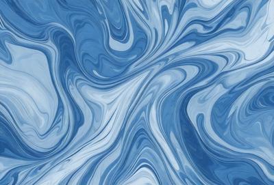 The primary subject of the image is a blue and white swirling pattern, which appears to be a digital art or illustration. The setting is a blue background, and the visual style is a combination of digital art and illustration. The dominant colors are blue and white, creating a calming and soothing atmosphere.