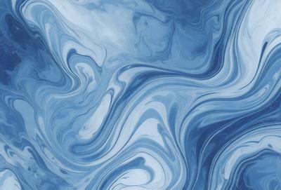 The primary subject of the image is a blue and white swirling pattern, which appears to be a painting or a digital artwork. The setting is a blue background, which complements the swirling pattern. The visual style is a combination of painting and digital art, creating a unique and captivating visual experience. The colors and mood of the image are predominantly blue and white, giving it a calming and serene atmosphere.