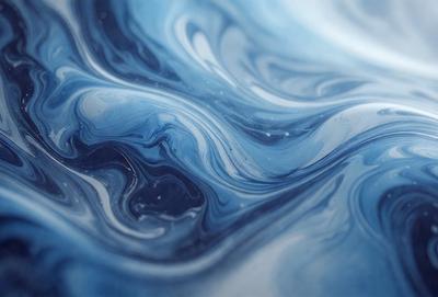 The primary subject of the image is a blue and white swirling pattern, which appears to be a digital art or illustration. The setting is a blue surface, possibly a table or a wall, with the swirling pattern as the main focus. The visual style is a combination of digital art and illustration, creating a unique and eye-catching design. The colors and mood of the image are predominantly blue, with a touch of white, giving it a calming and soothing atmosphere.