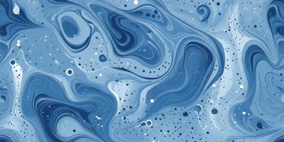 The primary subject of the image is a blue ocean with white and blue waves. The setting is the ocean, and the visual style is a digital art or illustration. The dominant colors are blue and white, creating a serene and calming atmosphere.