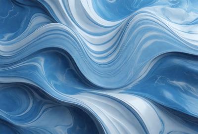 The primary subject of the image is a blue and white swirl pattern, which appears to be a digital art or illustration. The setting is a blue background, and the visual style is a combination of digital art and illustration. The dominant colors are blue and white, creating a calming and soothing atmosphere.