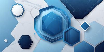 The primary subject of the image is a blue geometric shape, which appears to be a cube or a diamond. The setting is a white background, which contrasts with the blue shape. The visual style is digital art, as the image is composed of multiple blue geometric shapes arranged in a visually appealing manner. The colors and mood of the image are predominantly blue, creating a sense of calmness and sophistication.