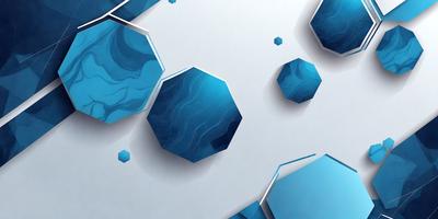 The primary subject of the image is a blue and white geometric pattern. The setting is a white background, and the visual style is digital art. The dominant colors are blue and white, creating a clean and modern atmosphere.
