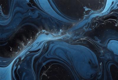 The primary subject of the image is a blue and white swirl pattern, which appears to be a digital art or illustration. The setting is a black background, which contrasts with the swirl pattern. The visual style is a mix of digital art and illustration, creating a unique and eye-catching design. The dominant colors are blue and white, giving the image a calming and soothing atmosphere.