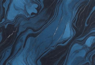 The primary subject of the image is a blue marble tile with a pattern of swirls and waves. The setting is a bathroom, as indicated by the presence of the marble tile. The visual style is a close-up of the tile, showcasing its intricate design. The dominant colors are blue and grey, creating a calm and soothing atmosphere.