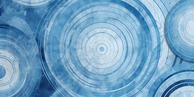 The primary subject of the image is a blue circle with a white center. The setting is a blue background, and the visual style appears to be a digital art or illustration. The dominant colors are blue and white, creating a calm and serene atmosphere.
