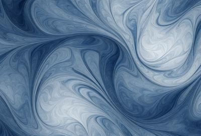 The primary subject of the image is a blue and white swirl pattern, which appears to be a digital art or illustration. The setting is a blue background, and the visual style is a combination of digital art and illustration. The dominant colors are blue and white, creating a calming and soothing atmosphere.