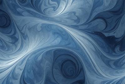 The primary subject of the image is a blue and white swirl pattern, which appears to be a digital art or illustration. The setting is a blue background, and the visual style is a combination of digital art and illustration. The dominant colors are blue and white, creating a calming and soothing atmosphere.