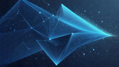 The primary subject of the image is a blue geometric shape, which appears to be a three-dimensional structure. The setting is a dark blue background, which contrasts with the bright blue geometric shape. The visual style is digital art, as the image is a digital rendering of the geometric shape. The dominant colors are blue, with the geometric shape being the most prominent feature in the image. The overall atmosphere is one of modernity and sophistication, as the geometric shape represents a contemporary art form.