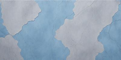The primary subject of the image is a blue and white painting of a wall. The setting is a room with a blue and white painted wall. The visual style is a painting, and the colors and mood are predominantly blue and white, creating a calm and serene atmosphere.