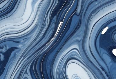 The primary subject of the image is a blue and white swirl pattern, which appears to be a digital art or illustration. The setting is a blue background, and the visual style is a combination of digital art and illustration. The dominant colors are blue and white, creating a calming and soothing atmosphere.
