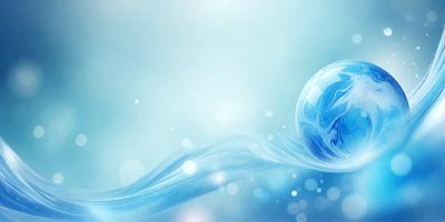 The primary subject of the image is a blue sphere, which is the main object, scene, or focus of the image. The setting or background consists of a blue sky, and the visual style appears to be a digital art or illustration. The colors and mood of the image are predominantly blue, creating a calm and serene atmosphere.