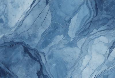 The primary subject of the image is a blue marble tile with a pattern of white streaks. The setting is a bathroom, as indicated by the presence of the marble tile. The visual style is a close-up of the tile, showcasing its unique texture and design. The colors and mood of the image are predominantly blue and white, creating a clean and elegant atmosphere.