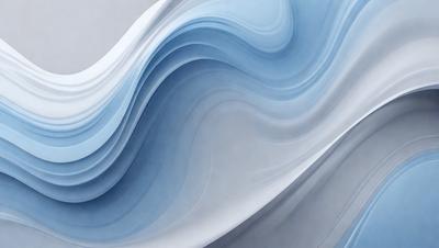 The primary subject of the image is a large, curved, and swirling blue wave. The wave is the main focus of the image, and it is set against a white background. The visual style of the image is a combination of a photo and digital art, creating a dynamic and captivating scene. The dominant colors in the image are blue and white, giving the scene a sense of depth and movement.
