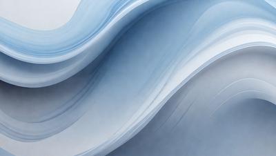 The primary subject of the image is a blue and white wave, which is the main focus of the scene. The wave is depicted in a digital art style, giving it a modern and dynamic appearance. The setting is a white background, which provides a clean and minimalist look to the image. The colors and mood of the image are predominantly blue and white, creating a sense of calmness and tranquility.