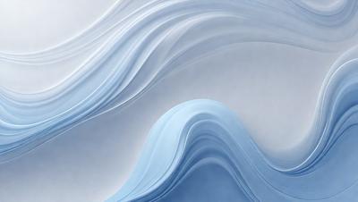 The primary subject of the image is a large, swirling wave. The wave is blue and white, and it appears to be a digital art or illustration. The setting is a white background, which provides a clean and minimalist appearance. The visual style gives the impression of a dynamic and powerful force of nature. The dominant colors are blue and white, creating a sense of calmness and energy.