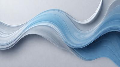 The primary subject of the image is a large, blue, white, and gray wave. The wave is depicted in a painting or drawing style, giving it a unique and artistic appearance. The setting is a white background, which provides a clean and uncluttered environment for the wave to be the main focus. The visual style of the image is a combination of painting and digital art, creating a dynamic and captivating scene. The colors and mood of the image are predominantly blue and gray, which evoke a sense
