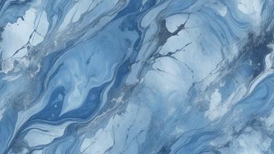 The primary subject of the image is a blue and white marble-like surface, which appears to be a painting or a digital artwork. The setting is a blue and white marble-like surface, which is the main focus of the image. The visual style is a painting or a digital artwork, as it is not a photo or a drawing. The colors and mood of the image are predominantly blue and white, creating a calm and serene atmosphere.