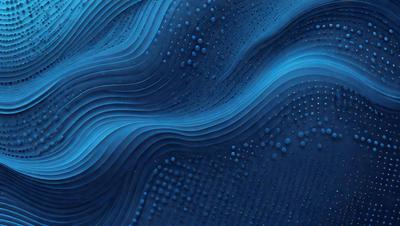 The primary subject of the image is a blue wave pattern, which is the main object, scene, or focus of the image. The setting or background features a blue surface, which adds to the overall atmosphere. The visual style of the image is digital art, as it is a computer-generated design. The dominant colors in the image are blue and white, creating a calming and serene mood.
