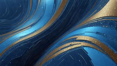 The primary subject of the image is a blue and gold swirl pattern. The setting is a blue background, and the visual style appears to be a digital art or illustration. The dominant colors are blue and gold, creating a sense of depth and movement in the pattern.