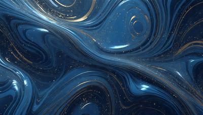 The primary subject of the image is a blue and gold swirling pattern, which appears to be a digital art or illustration. The setting is a blue background, and the visual style is a combination of digital art and illustration. The dominant colors are blue and gold, creating a vibrant and lively atmosphere.