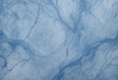The primary subject of the image is a blue and white marbled wall. The setting is a room with a blue and white marbled wall, which serves as the background. The visual style is a photo, capturing the intricate patterns and textures of the marbled wall. The dominant colors are blue and white, creating a calm and serene atmosphere.