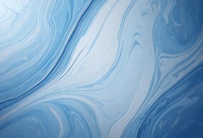 The primary subject of the image is a blue and white swirling pattern, which appears to be a digital art or illustration. The setting is a blue background, and the visual style is a combination of digital art and illustration. The dominant colors are blue and white, creating a calm and soothing atmosphere.