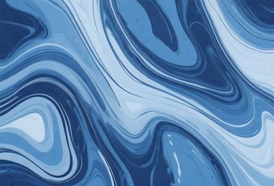 The primary subject of the image is a blue and white swirling pattern, which appears to be a digital art or illustration. The setting is a blue background, and the visual style is a combination of digital art and illustration. The dominant colors are blue and white, creating a calm and soothing atmosphere.