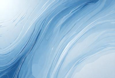The primary subject of the image is a blue and white ocean wave. The setting is the ocean, with the wave being the main focus of the image. The visual style is a digital art or illustration, as the wave is depicted in a detailed and artistic manner. The dominant colors are blue and white, creating a serene and calming atmosphere.