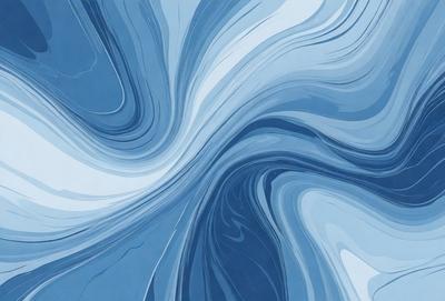 The primary subject of the image is a blue and white swirl pattern, which appears to be a digital art or illustration. The setting is a blue background, and the visual style is a combination of digital art and illustration. The dominant colors are blue and white, creating a calming and soothing atmosphere.