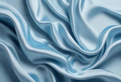 The primary subject of the image is a blue fabric, possibly a piece of silk, with a flowing and swirling pattern. The setting is a blue background, which complements the blue fabric. The visual style is a painting, with the artist capturing the flowing and swirling pattern of the fabric. The colors and mood of the image are predominantly blue, creating a serene and calming atmosphere.