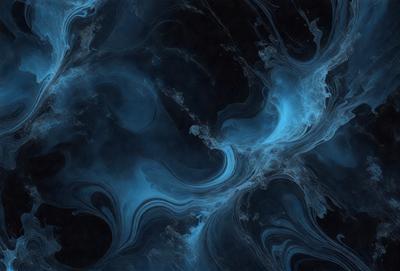 The primary subject of the image is a blue and white swirling pattern, which appears to be a digital art or illustration. The setting is a dark background, which contrasts with the swirling pattern. The visual style is a combination of digital art and illustration, creating a unique and captivating image. The dominant colors are blue and white, giving the image a calming and serene atmosphere.
