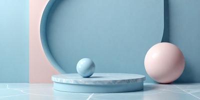 The primary subject of the image is a blue sphere, which is placed on a blue table. The setting is a blue background, which creates a visually appealing contrast with the blue sphere. The visual style of the image is a photo, showcasing the blue sphere and table in detail. The colors and mood of the image are predominantly blue, giving it a calm and serene atmosphere.