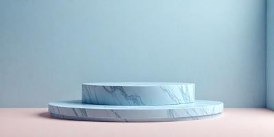 The primary subject of the image is a marble tabletop. The tabletop is placed on a pink surface, which adds a contrasting color to the scene. The visual style of the image is a photo, capturing the marble tabletop in detail. The colors and mood of the image are predominantly blue and pink, creating a warm and inviting atmosphere.