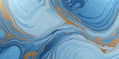 The primary subject of the image is a blue and gold swirling pattern, which appears to be a painting or a digital artwork. The setting is a blue background, and the visual style is a combination of photo and digital art. The dominant colors are blue and gold, creating a vibrant and lively atmosphere.