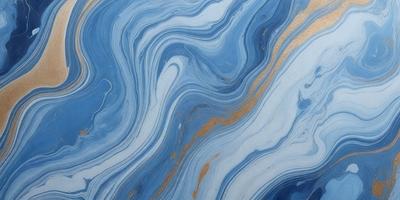 The primary subject of the image is a blue and gold swirling pattern, which appears to be a part of a blue and gold marbled surface. The setting is a close-up of the swirling pattern, showcasing its intricate details. The visual style is a combination of a photo and digital art, as the swirling pattern is both realistic and artistic. The dominant colors are blue and gold, creating a sense of depth and richness in the image.