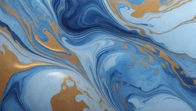 The primary subject of the image is a blue and gold swirling pattern, which appears to be a painting or a digital artwork. The setting is a blue and gold background, which complements the swirling pattern. The visual style is a mix of digital art and painting, creating a unique and eye-catching design. The colors and mood of the image are predominantly blue and gold, giving it a warm and vibrant atmosphere.