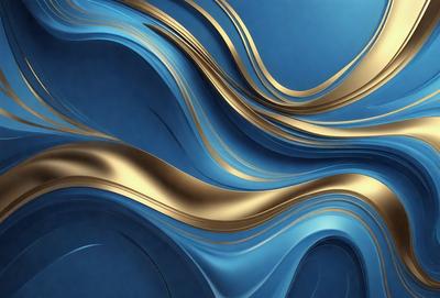 The primary subject of the image is a blue and gold swirl pattern, which is the main object, scene, or focus of the image. The setting or background features a blue and gold color scheme, which creates a visually appealing and vibrant atmosphere. The visual style of the image is a combination of digital art and illustration, as it is a well-crafted and detailed design. The colors and mood of the image are predominantly blue and gold, which evoke a sense of calmness and sophistic