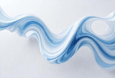The primary subject of the image is a blue and white sculpture, which appears to be a piece of art or a decorative item. The sculpture is placed on a white surface, which serves as the setting or background. The visual style of the image is a combination of photo and digital art, as it captures the intricate details of the sculpture while also showcasing its artistic qualities. The dominant colors in the image are blue and white, creating a sense of calmness and elegance.