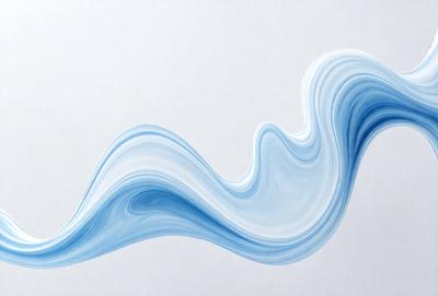 The primary subject of the image is a blue and white wave, which is the main focus of the scene. The wave is depicted in a painting or drawing style, giving it a more artistic and visually appealing appearance. The setting or background of the image features a white surface, which provides a clean and uncluttered backdrop for the wave. The overall atmosphere of the image is serene and calming, with the blue and white wave creating a sense of tranquility and movement.