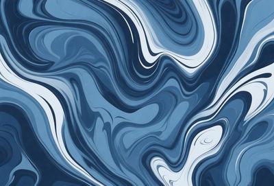 The primary subject of the image is a blue and white swirling pattern, which appears to be a digital art or illustration. The setting is a blue background, and the visual style is a combination of digital art and illustration. The dominant colors are blue and white, creating a calm and soothing atmosphere.